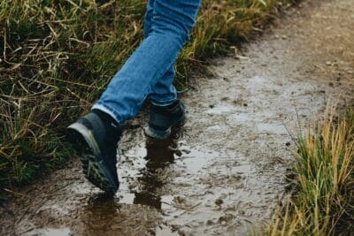 A hiker takes a step along the right path.